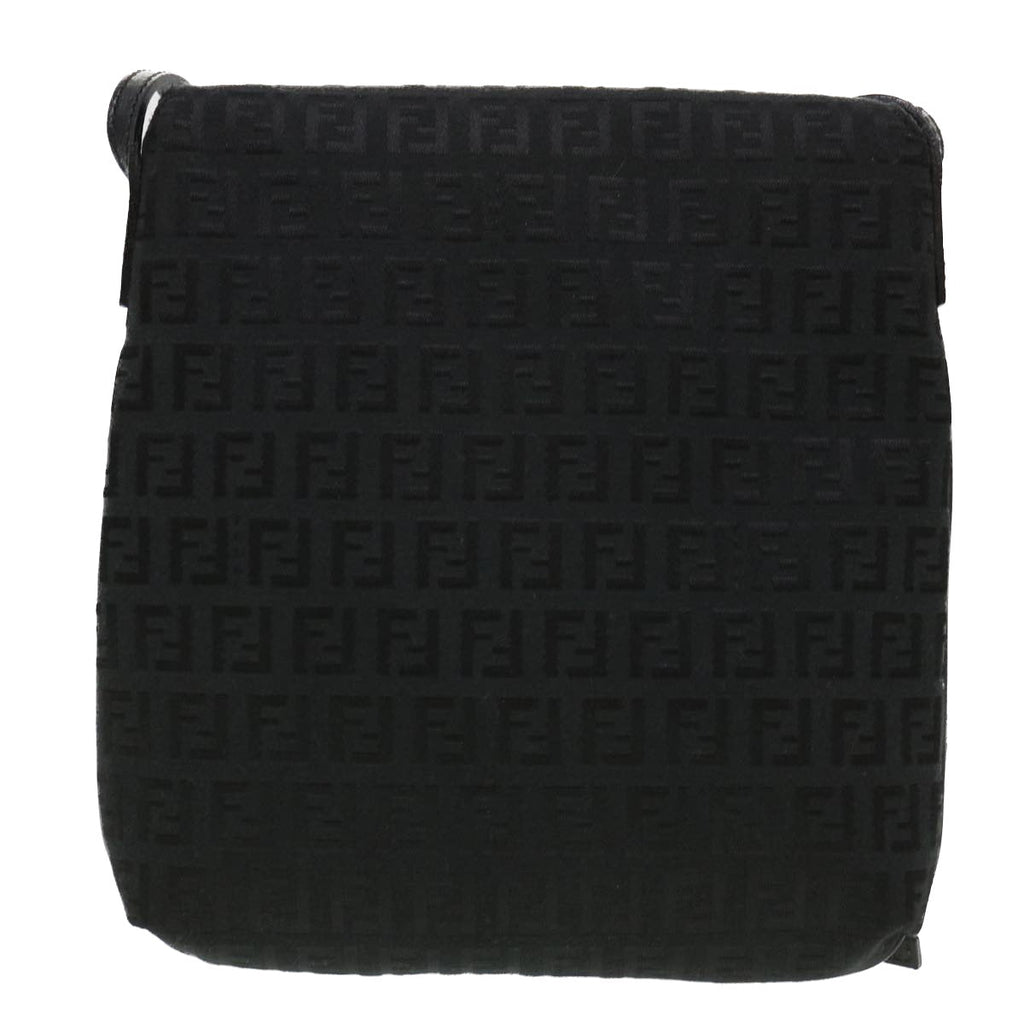 FENDI Zucchino Canvas Shoulder Bag Black 2288-8BT075-JQ5-088 rd4687