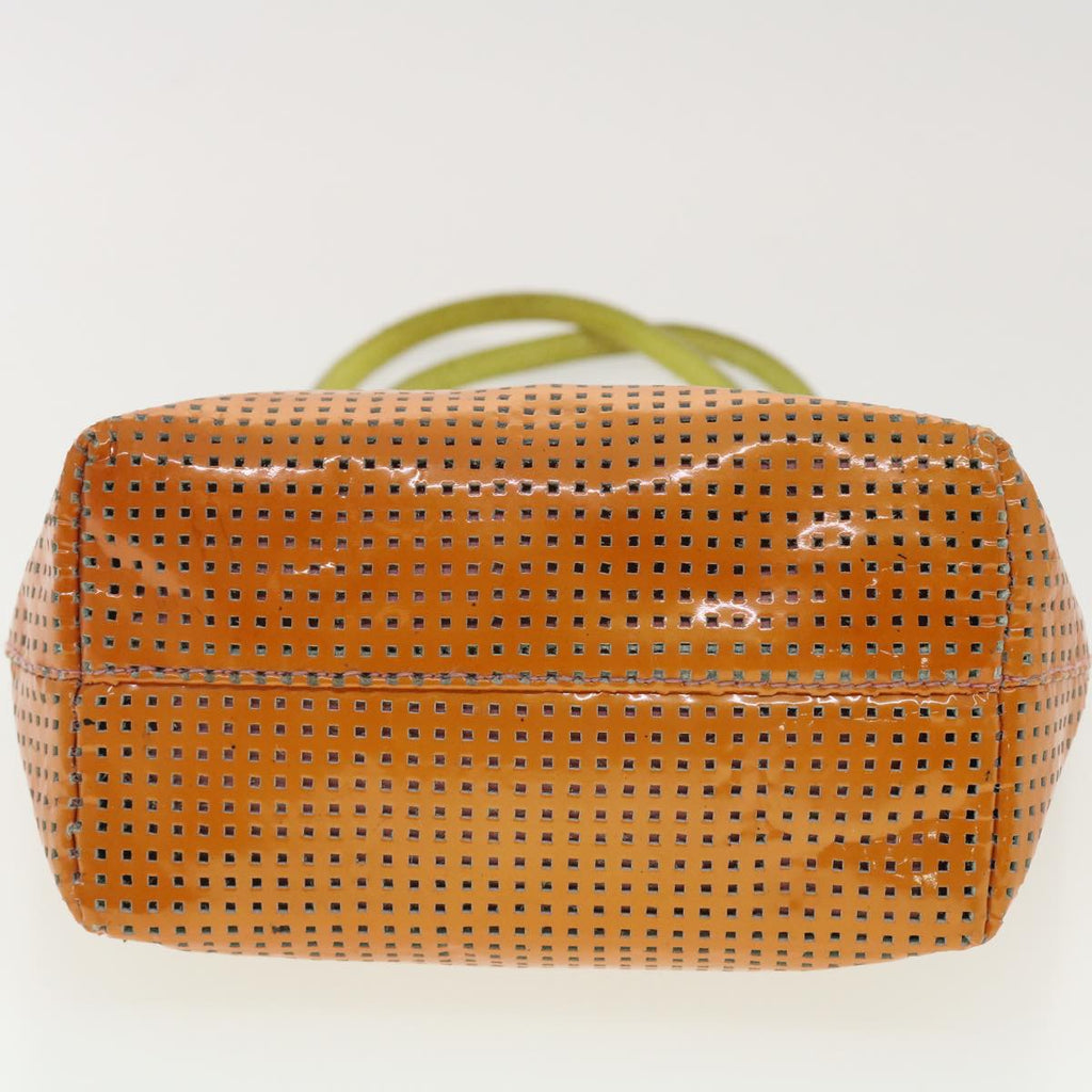 FENDI punching Tote Bag Patent leather Orange 2813-26731-008 rd4723
