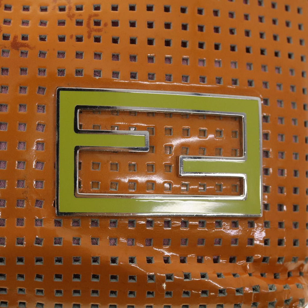 FENDI punching Tote Bag Patent leather Orange 2813-26731-008 rd4723