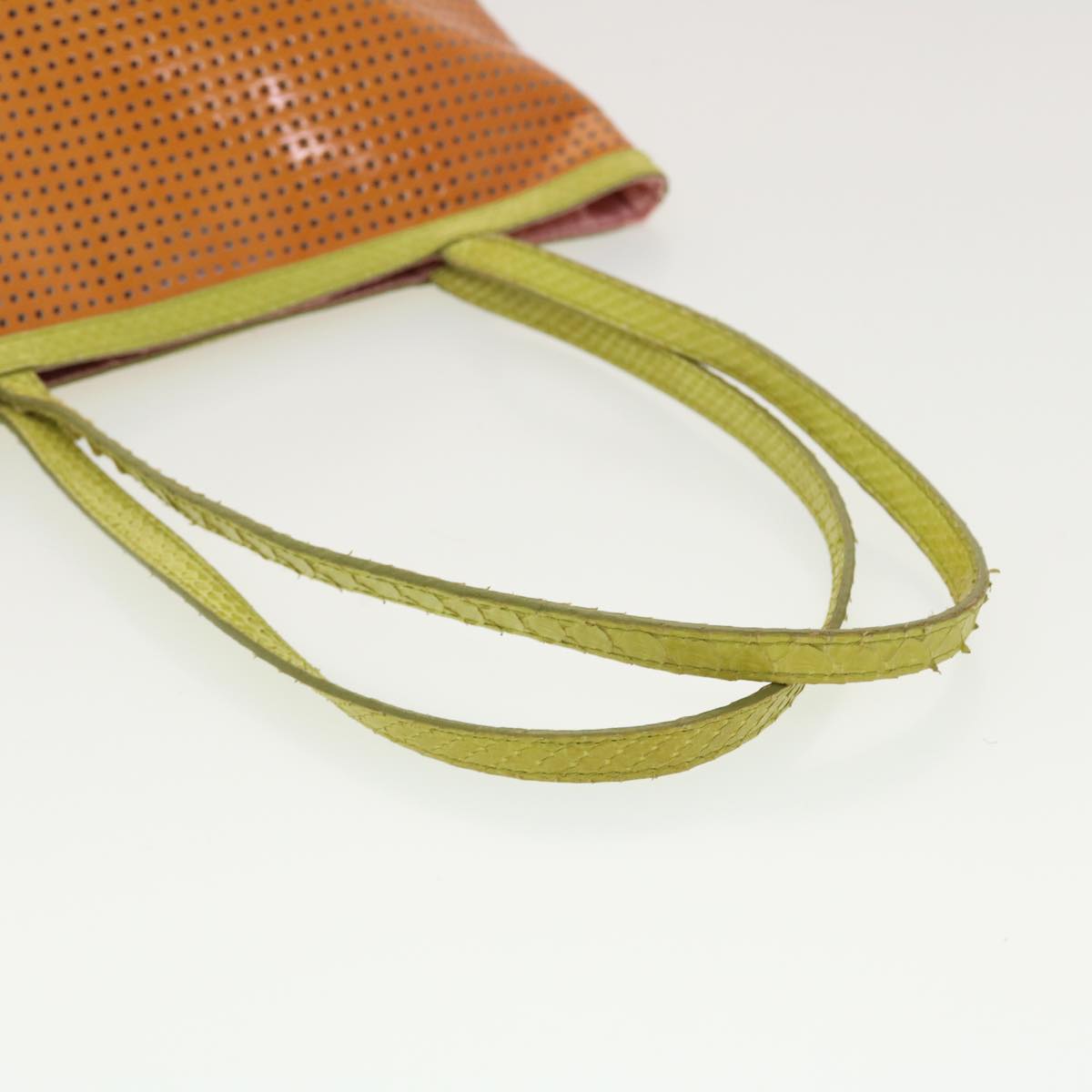 FENDI punching Tote Bag Patent leather Orange 2813-26731-008 rd4723