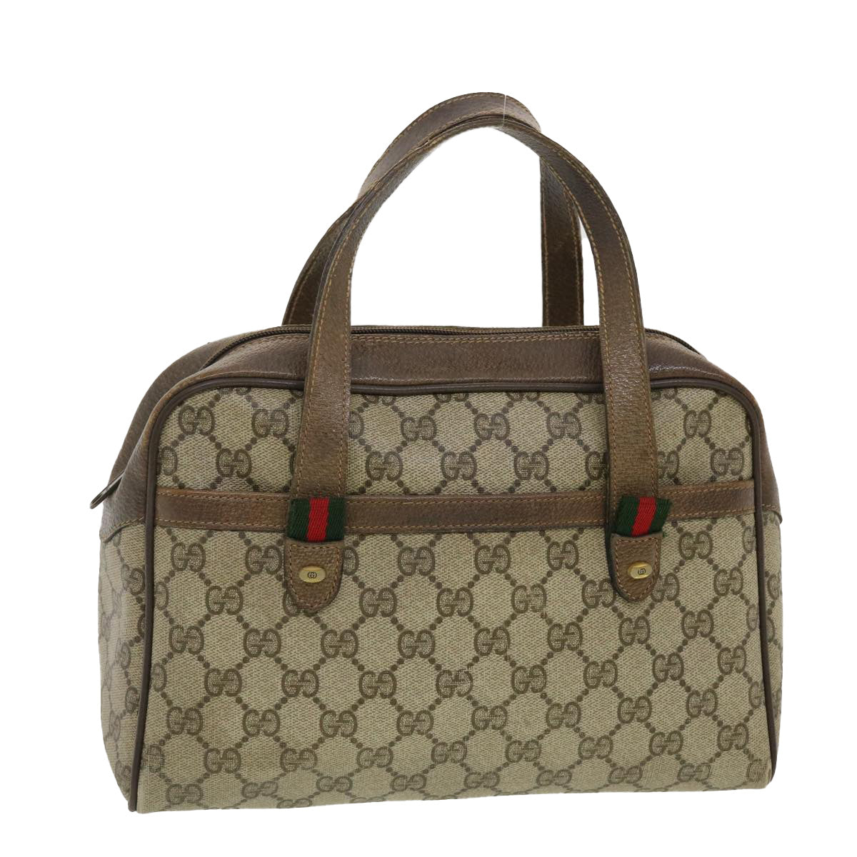 GUCCI GG Canvas Web Sherry Line Hand Bag Beige Red Green 24.02.053 rd4756