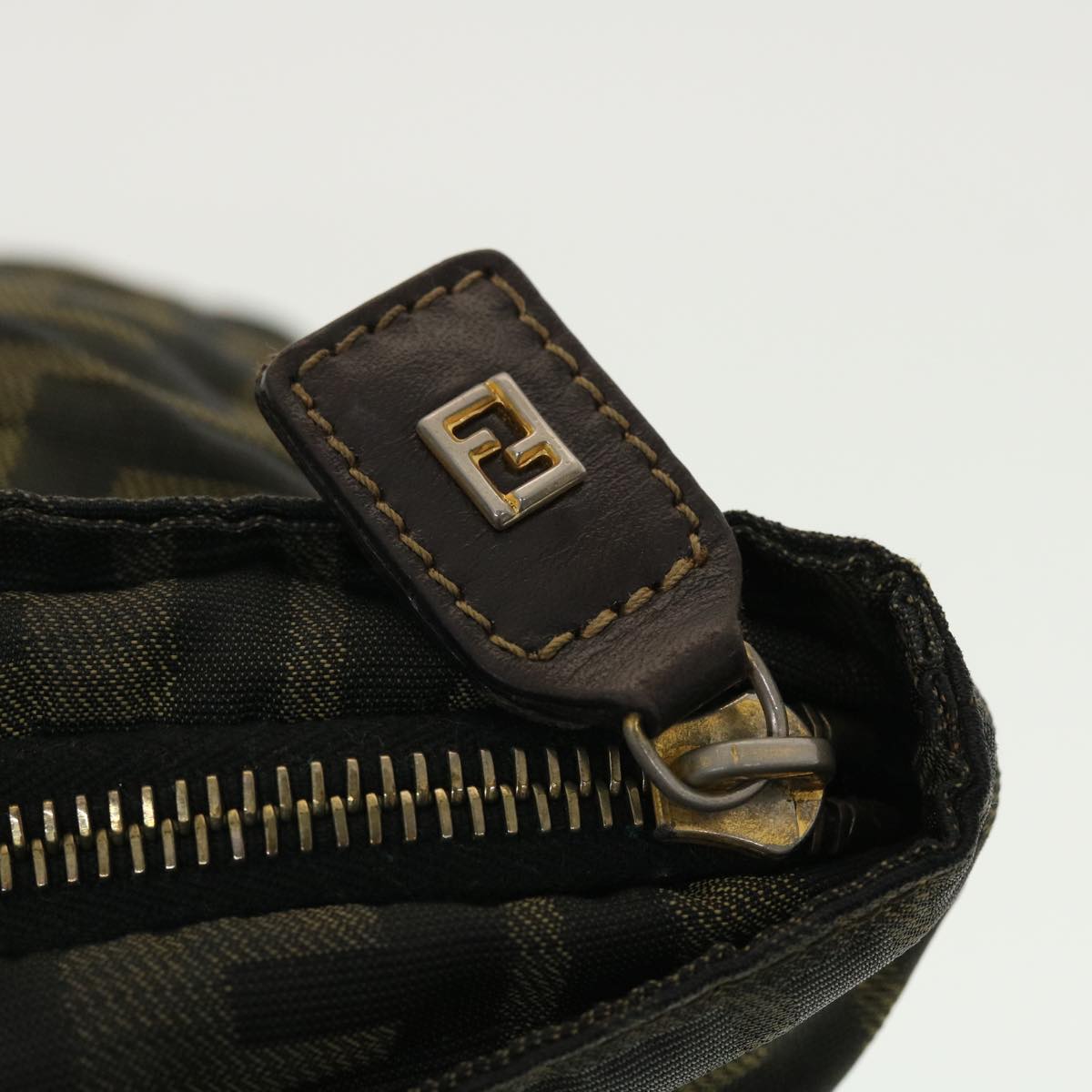 FENDI Zucca Canvas Hand Bag Black Brown rd4762