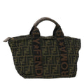 FENDI Zucca Canvas Hand Bag Black Brown Auth rd4762