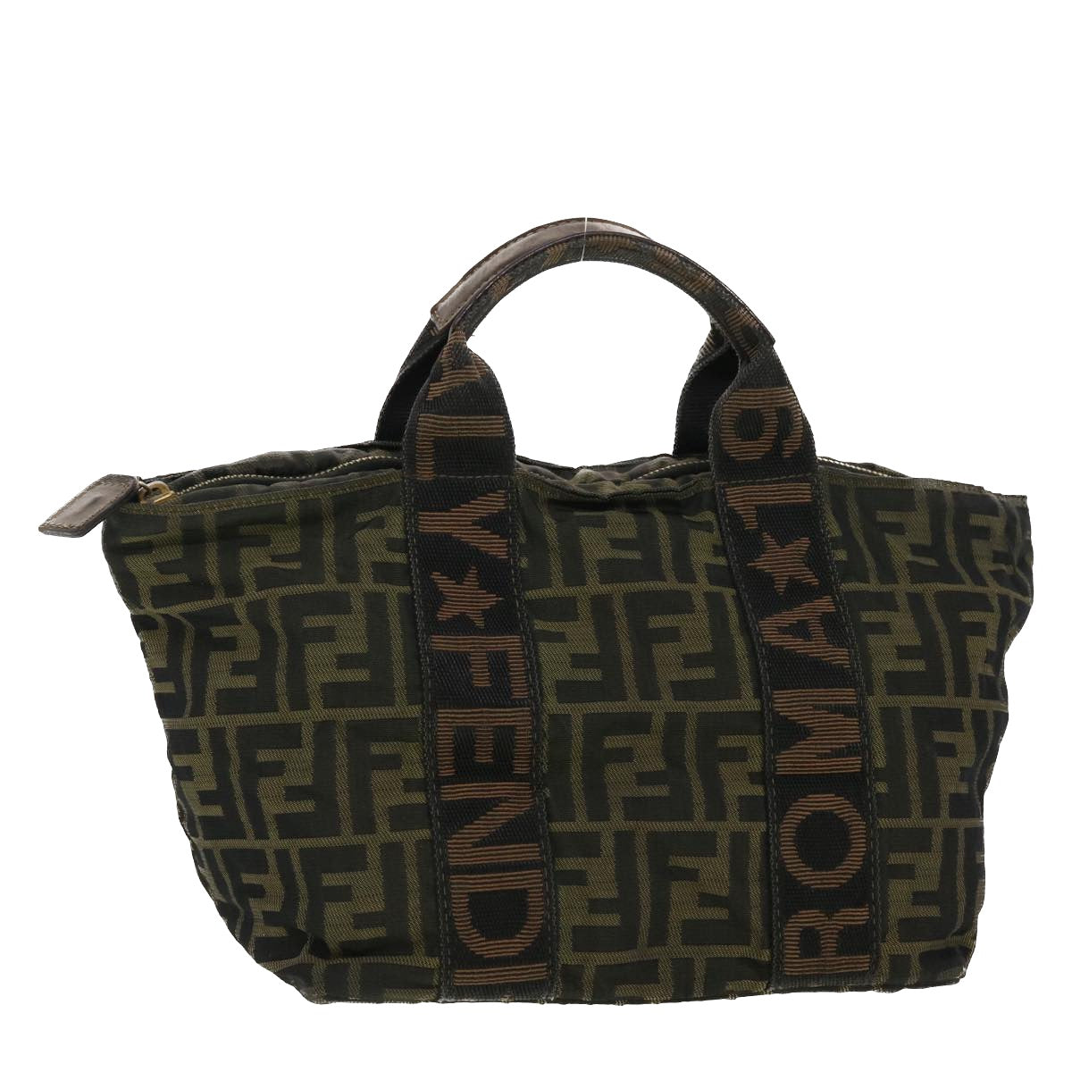 FENDI Zucca Canvas Hand Bag Black Brown rd4762