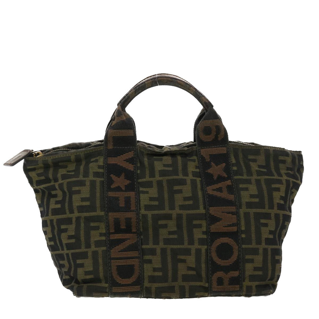 FENDI Zucca Canvas Hand Bag Black Brown rd4762