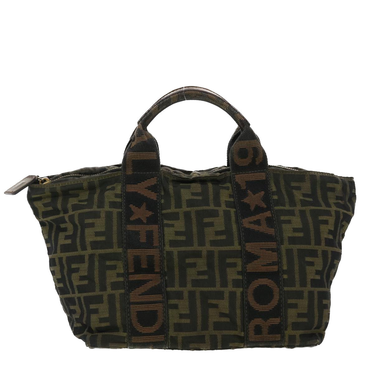 FENDI Zucca Canvas Hand Bag Black Brown rd4762