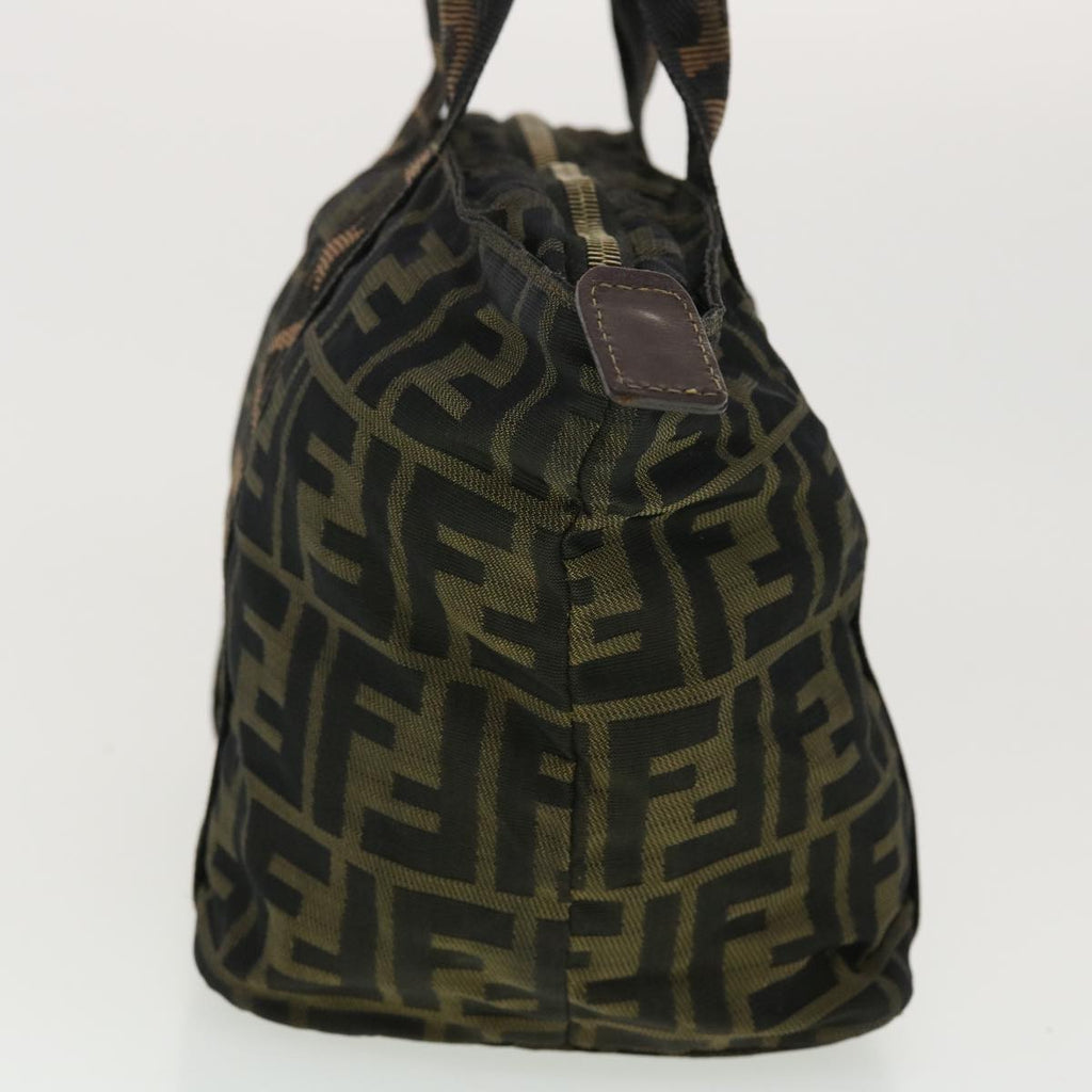 FENDI Zucca Canvas Hand Bag Black Brown Auth rd4762
