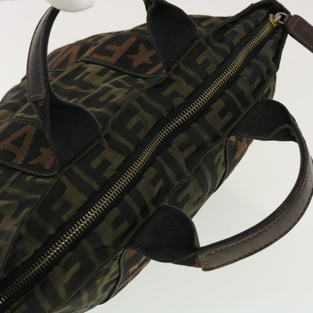 FENDI Zucca Canvas Hand Bag Black Brown rd4762