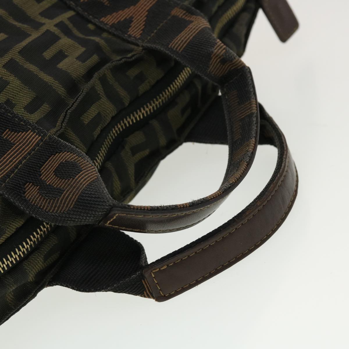 FENDI Zucca Canvas Hand Bag Black Brown rd4762