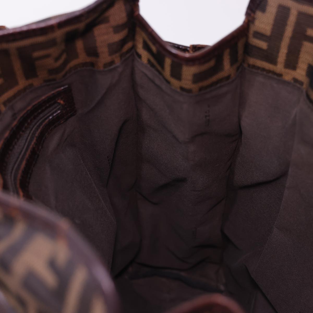 FENDI Zucca Canvas Tote Bag Nylon Brown Black rd4786