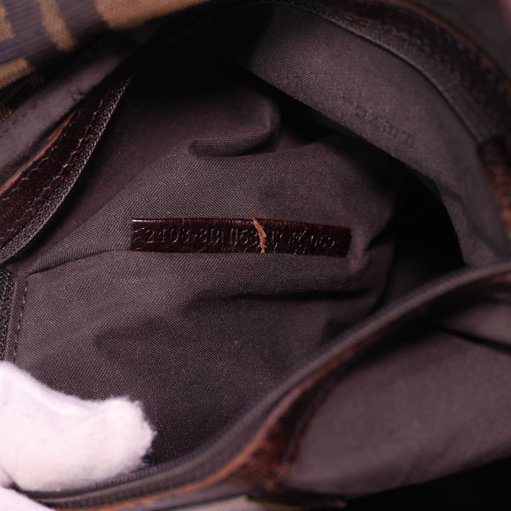 FENDI Zucca Canvas Tote Bag Nylon Brown Black rd4786