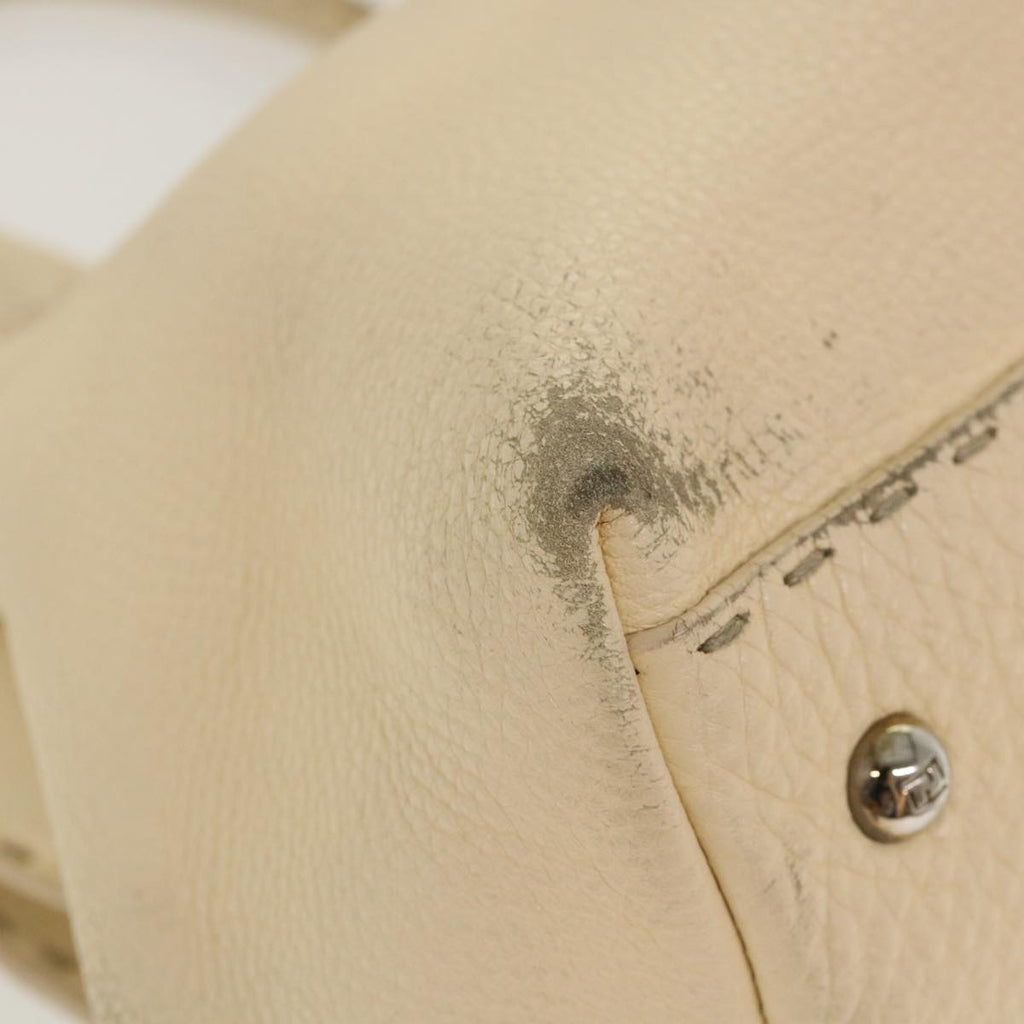 FENDI Celeria Hand Bag Leather Beige rd4791