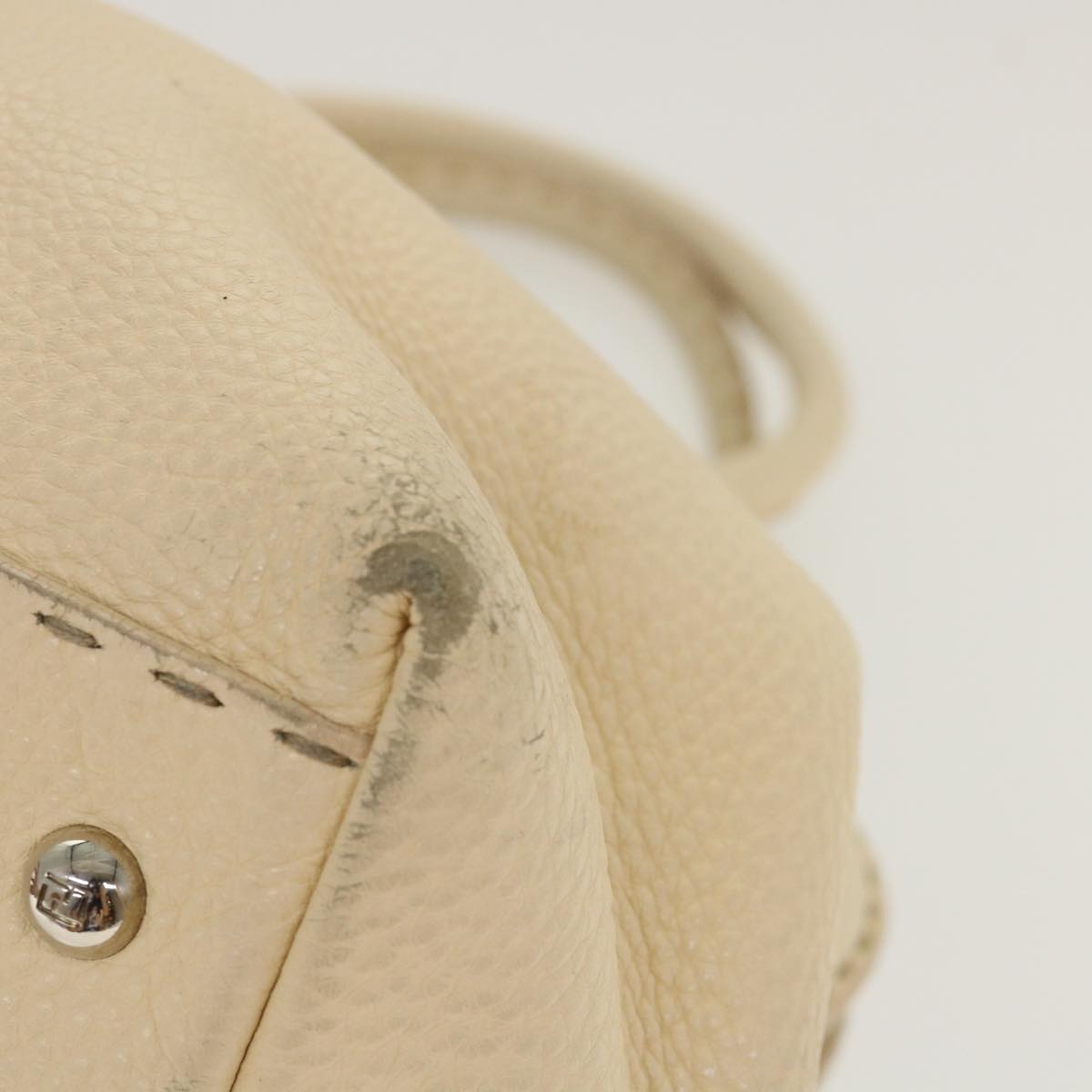 FENDI Celeria Hand Bag Leather Beige rd4791
