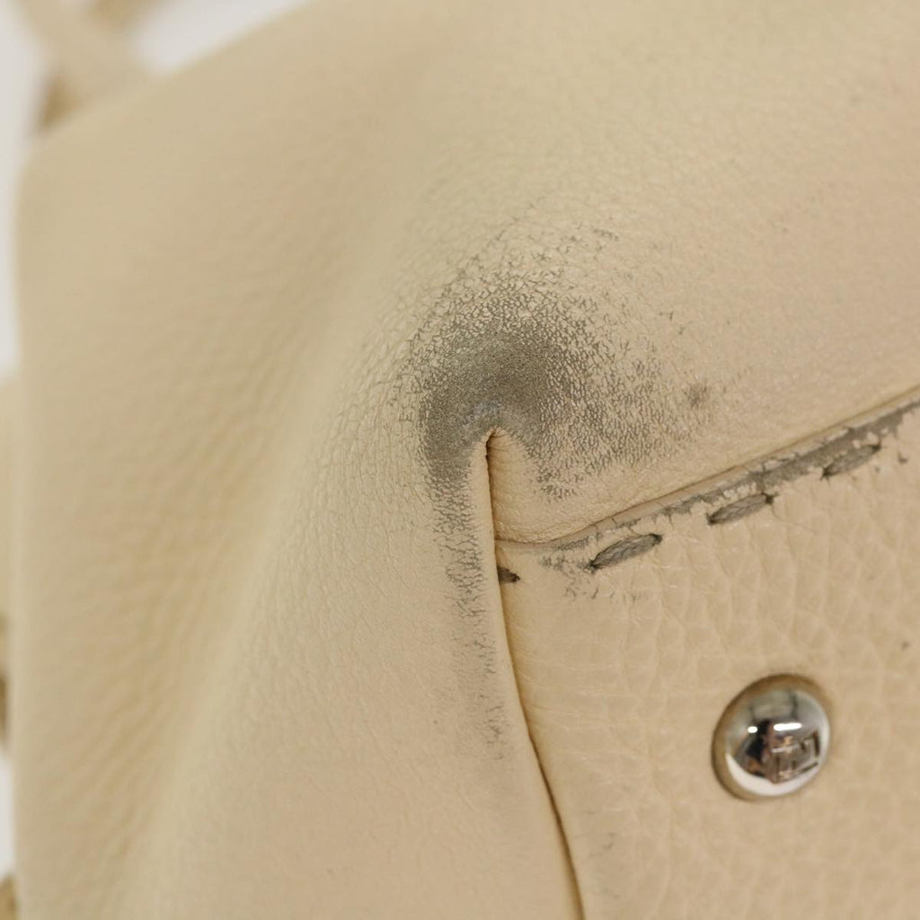 FENDI Celeria Hand Bag Leather Beige rd4791