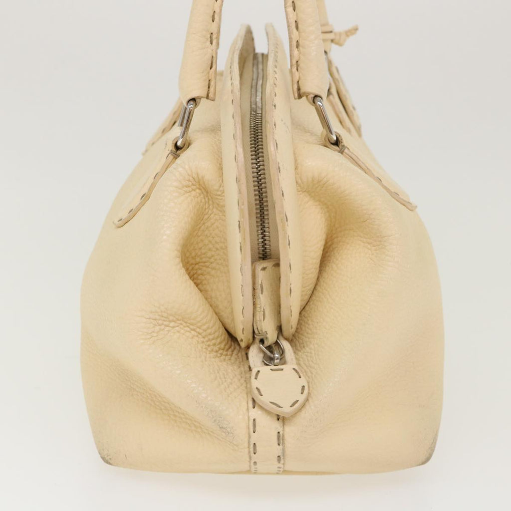FENDI Celeria Hand Bag Leather Beige rd4791