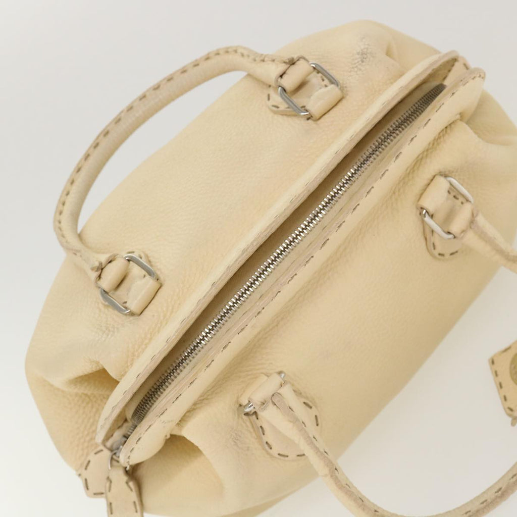 FENDI Celeria Hand Bag Leather Beige rd4791