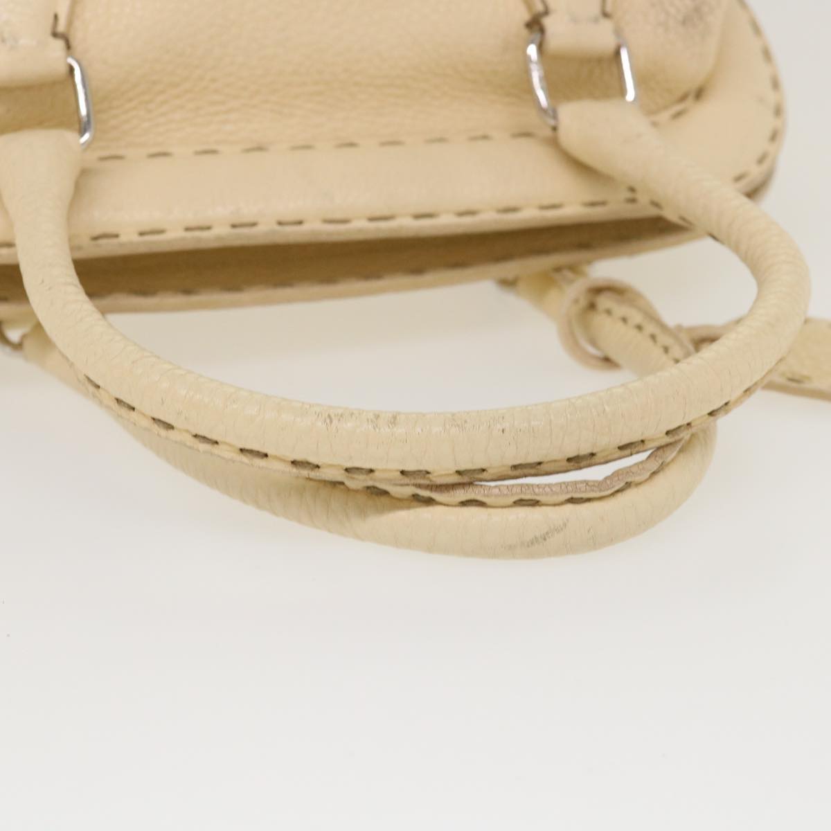 FENDI Celeria Hand Bag Leather Beige rd4791