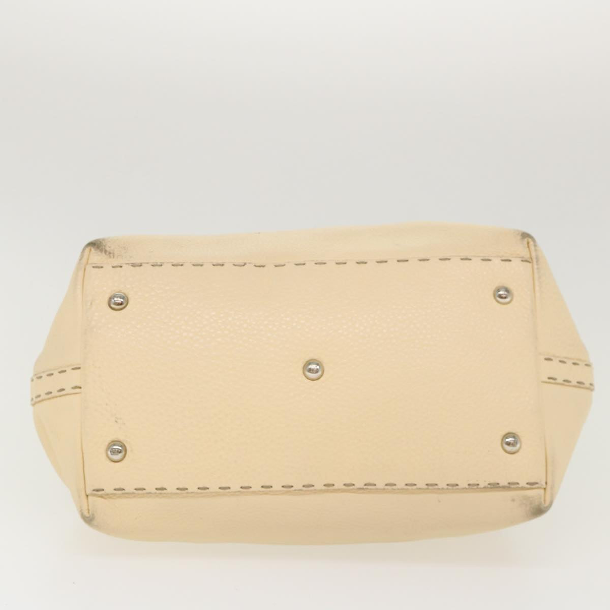 FENDI Celeria Hand Bag Leather Beige rd4791