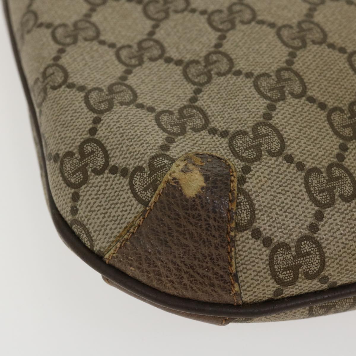 GUCCI GG Canvas Web Sherry Line Shoulder Bag PVC Leather Beige Green rd4793