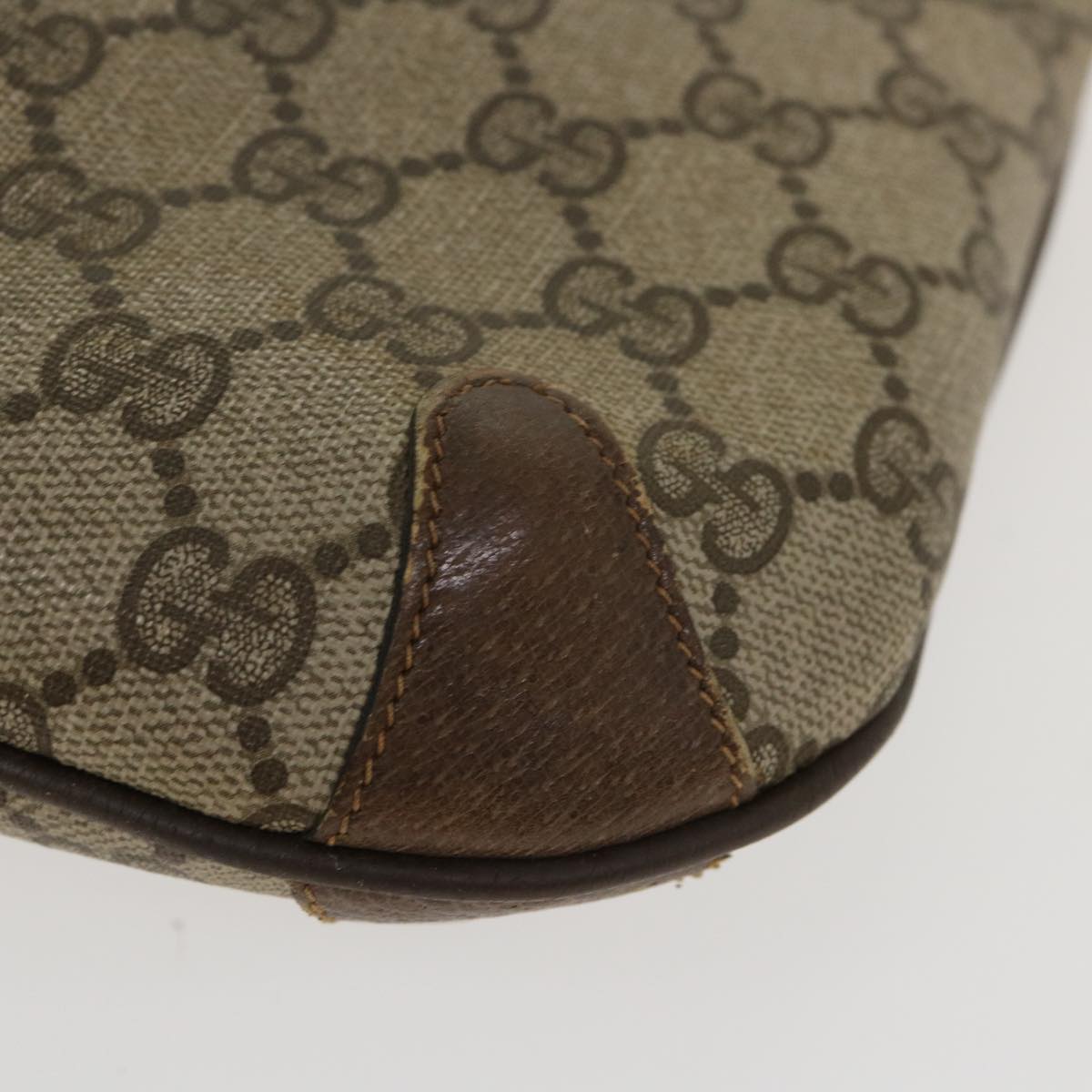 GUCCI GG Canvas Web Sherry Line Shoulder Bag PVC Leather Beige Green rd4793
