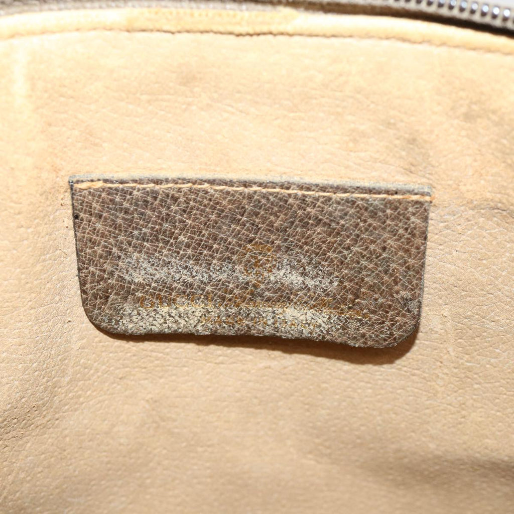 GUCCI GG Canvas Web Sherry Line Shoulder Bag PVC Leather Beige Green rd4793