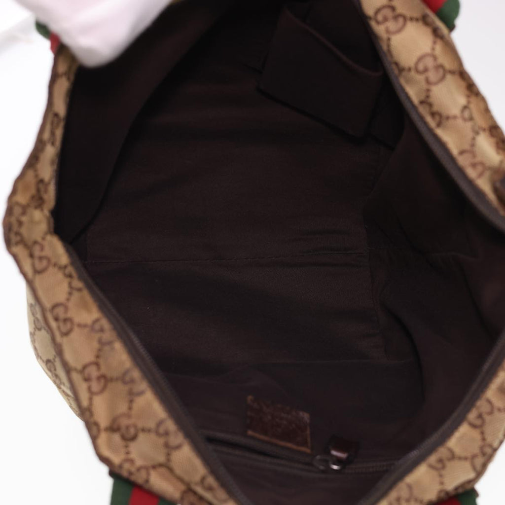 GUCCI GG Canvas Web Sherry Line Tote Bag Beige Red Green 131228 rd4865