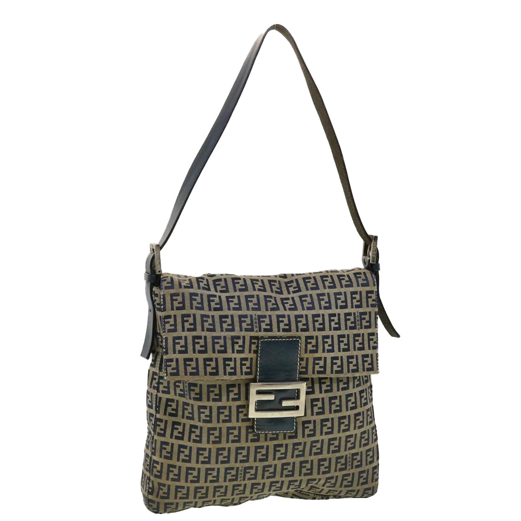 FENDI Zucchino Canvas Mamma bucket Shoulder Bag Navy 2390.26730.018 rd4873