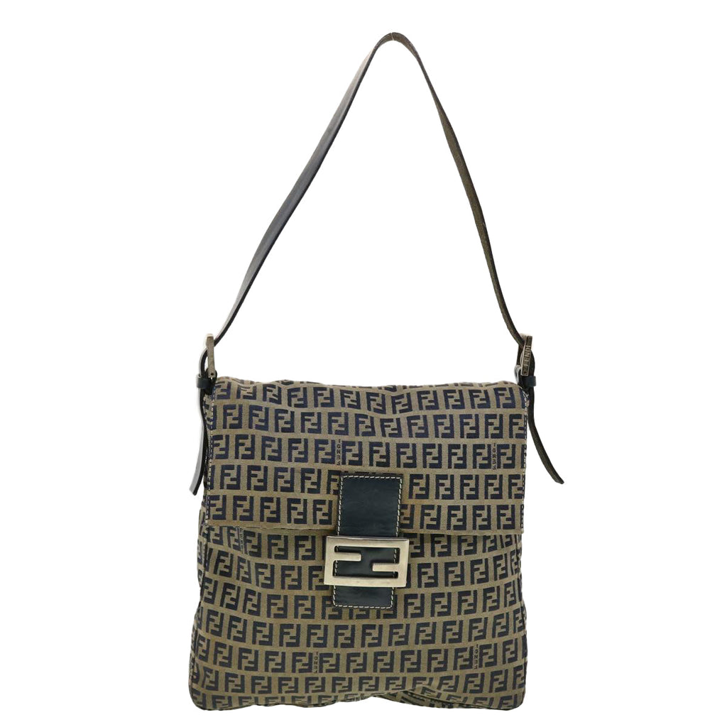 FENDI Zucchino Canvas Mamma bucket Shoulder Bag Navy 2390.26730.018 rd4873