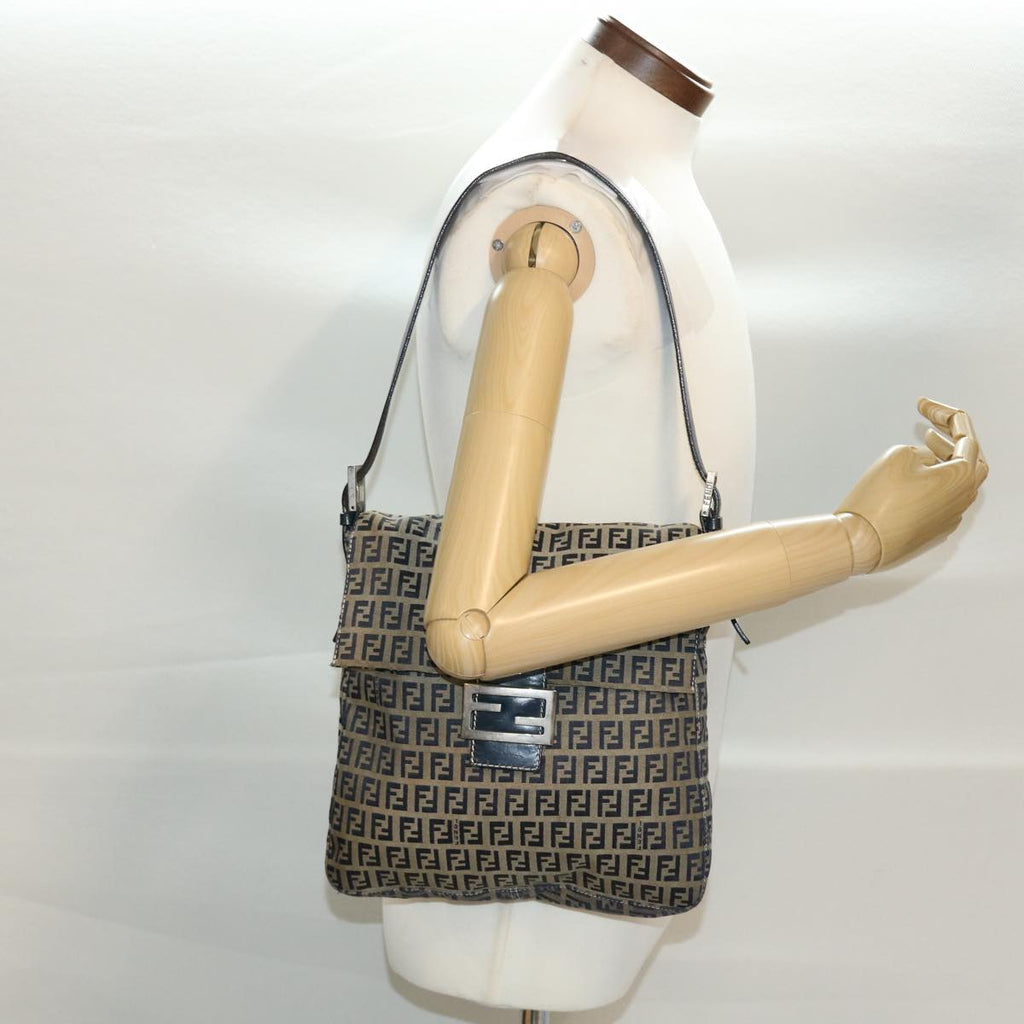 FENDI Zucchino Canvas Mamma bucket Shoulder Bag Navy 2390.26730.018 rd4873