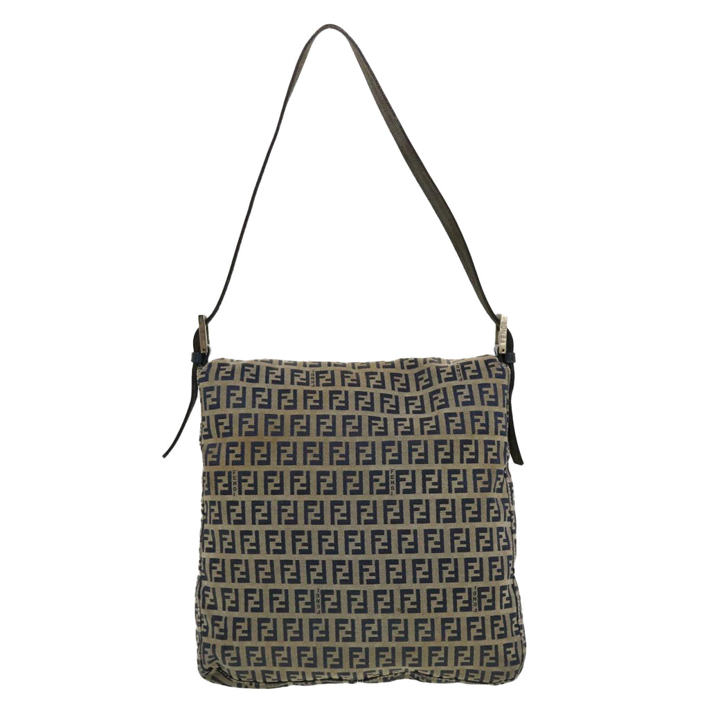 FENDI Zucchino Canvas Mamma bucket Shoulder Bag Navy 2390.26730.018 rd4873