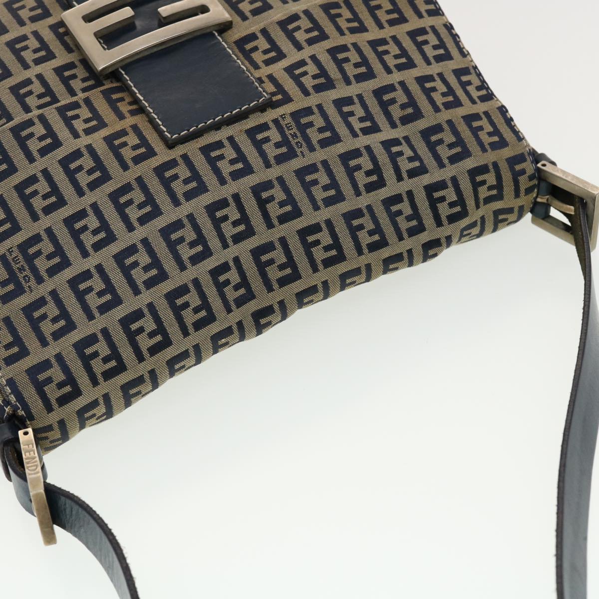 FENDI Zucchino Canvas Mamma bucket Shoulder Bag Navy 2390.26730.018 rd4873