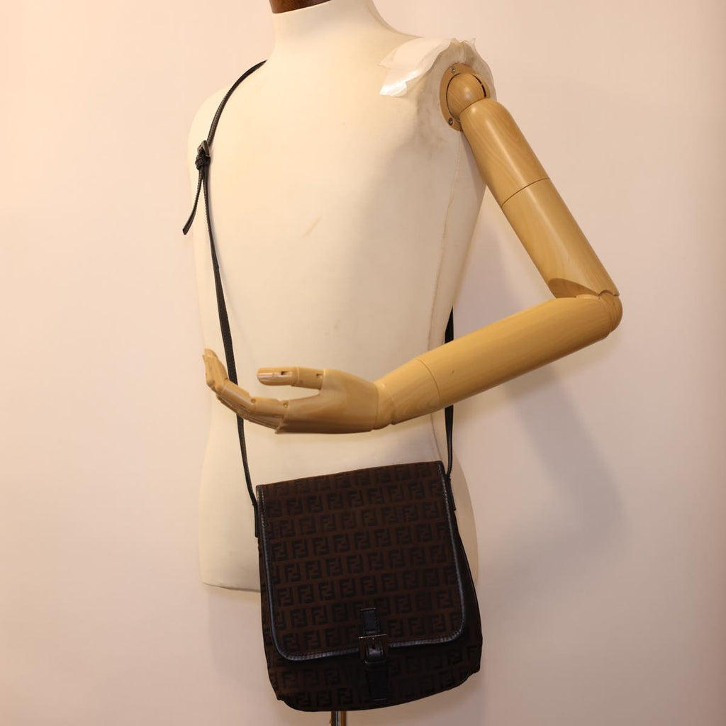 FENDI Zucchino Canvas Shoulder Bag Brown 2354/8BT052/JQ5/039 rd4875