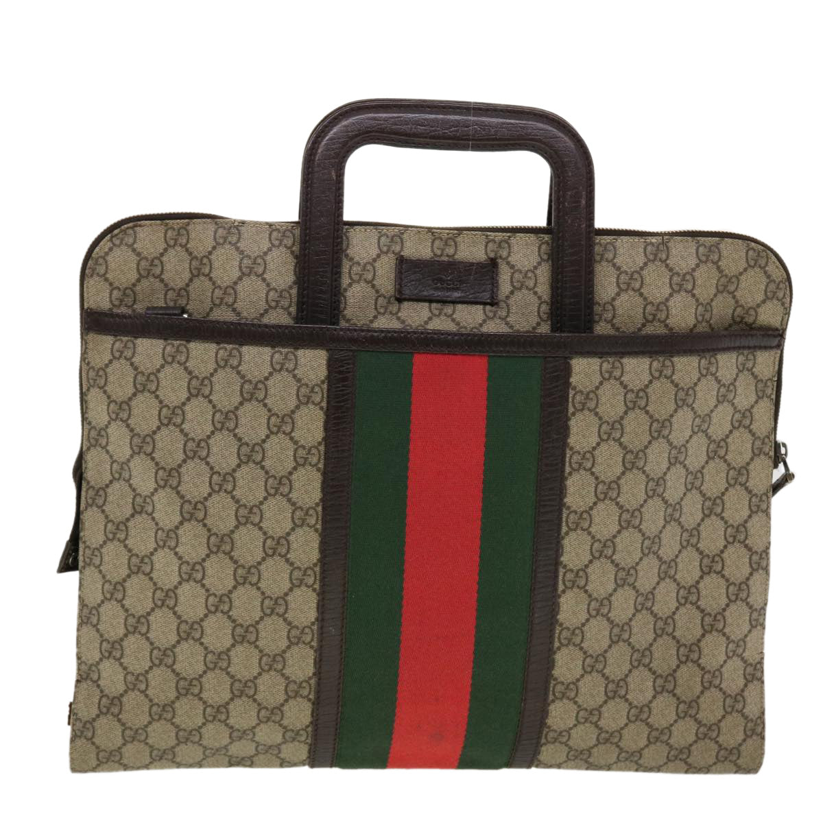 GUCCI GG Canvas Web Sherry Line Hand Bag Beige Red Green 152604 rd4886