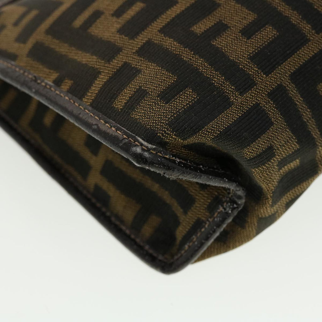 FENDI Zucca Canvas Clutch Bag Black Brown rd4921
