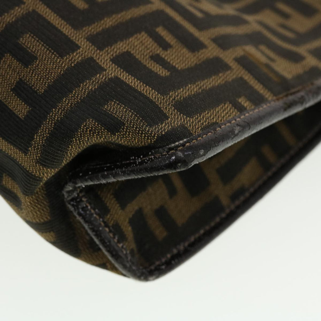 FENDI Zucca Canvas Clutch Bag Black Brown rd4921