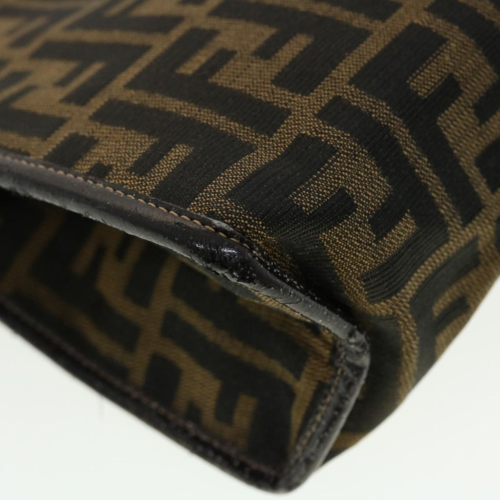 FENDI Zucca Canvas Clutch Bag Black Brown rd4921