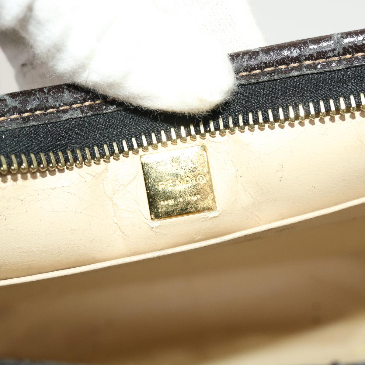 FENDI Zucca Canvas Clutch Bag Black Brown rd4921