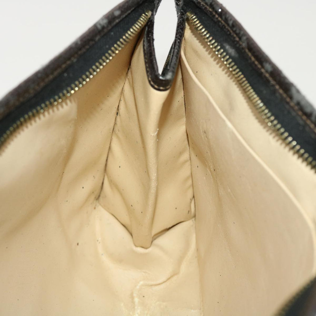 FENDI Zucca Canvas Clutch Bag Black Brown rd4921