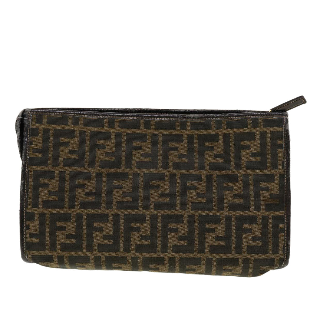 FENDI Zucca Canvas Clutch Bag Black Brown rd4921