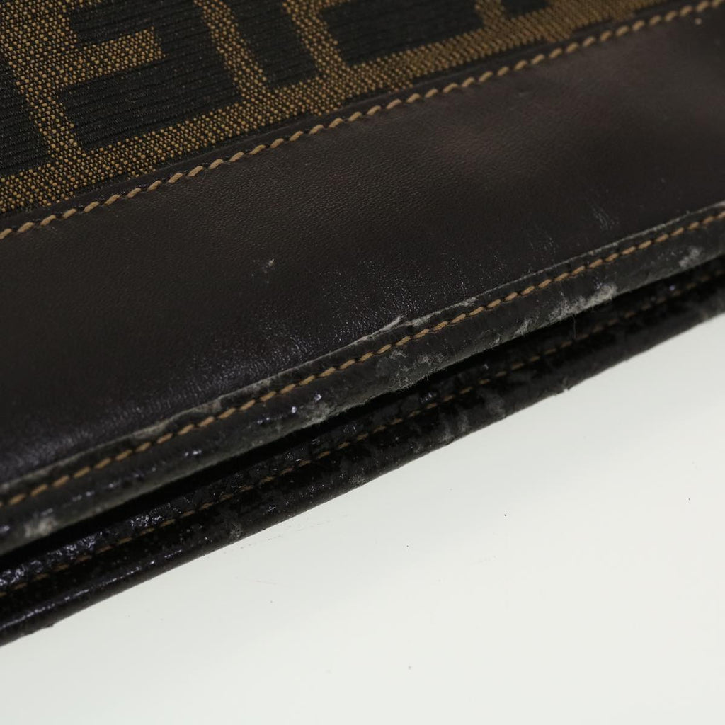 FENDI Zucca Canvas Clutch Bag Black Brown rd4921