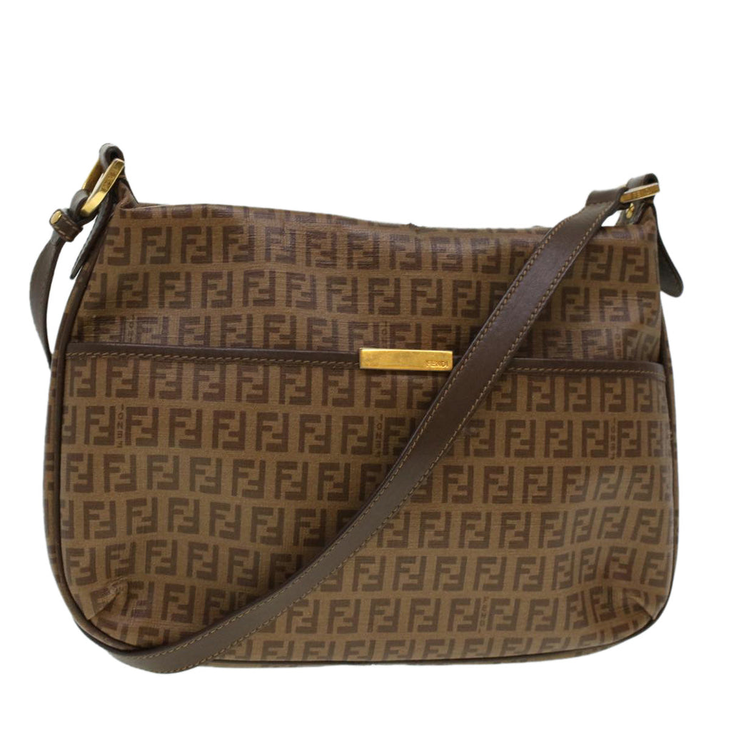 FENDI Zucchino Canvas Shoulder Bag Brown 8BT206-FB5 129-2580 rd4934