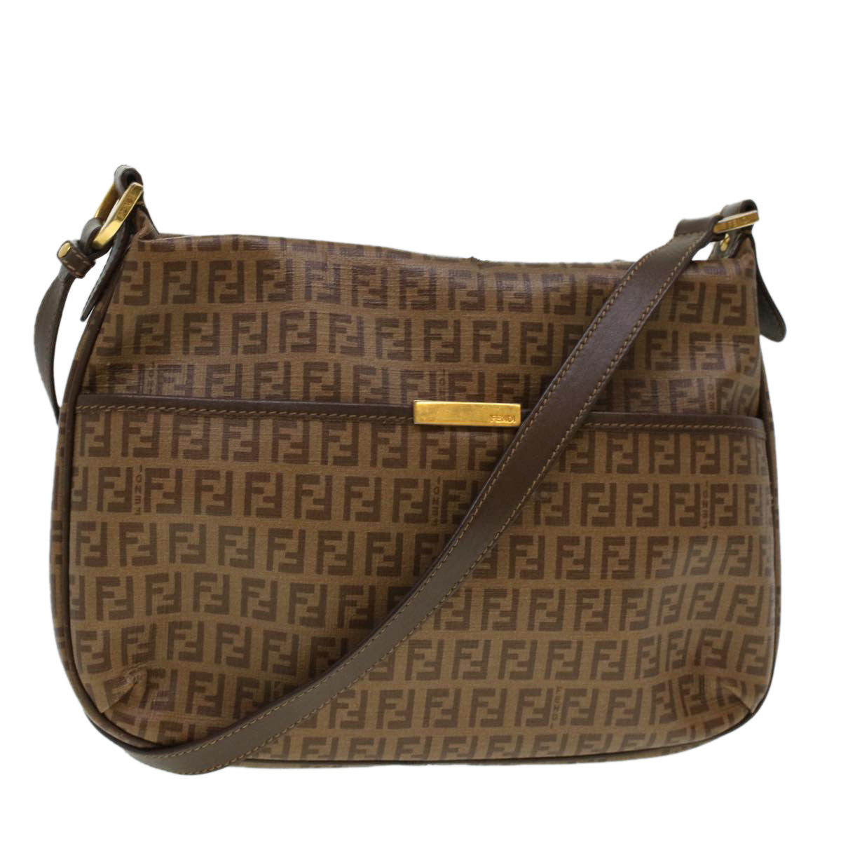 FENDI Zucchino Canvas Shoulder Bag Brown 8BT206-FB5 129-2580 rd4934