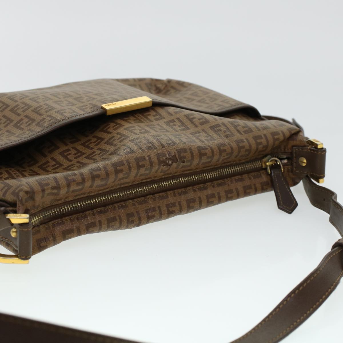 FENDI Zucchino Canvas Shoulder Bag Brown 8BT206-FB5 129-2580 rd4934