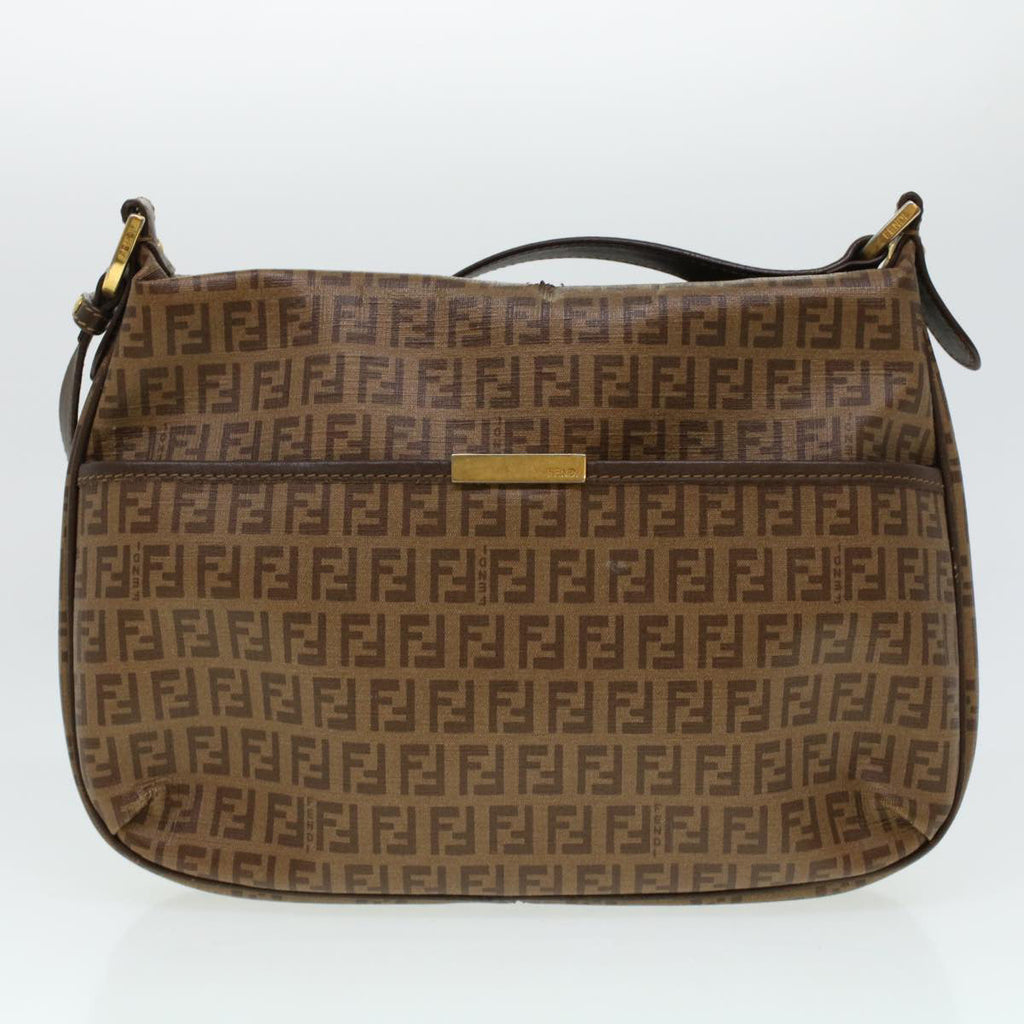 FENDI Zucchino Canvas Shoulder Bag Brown 8BT206-FB5 129-2580 rd4934