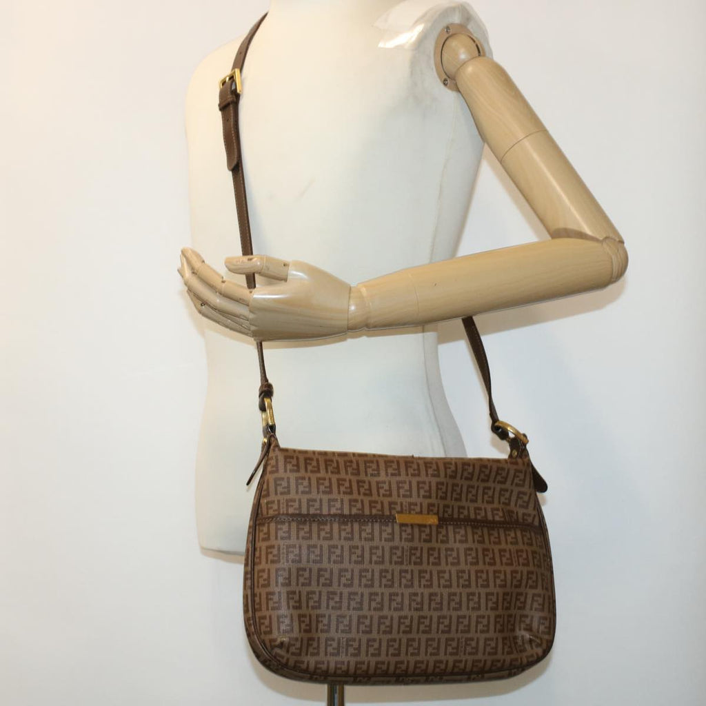 FENDI Zucchino Canvas Shoulder Bag Brown 8BT206-FB5 129-2580 rd4934