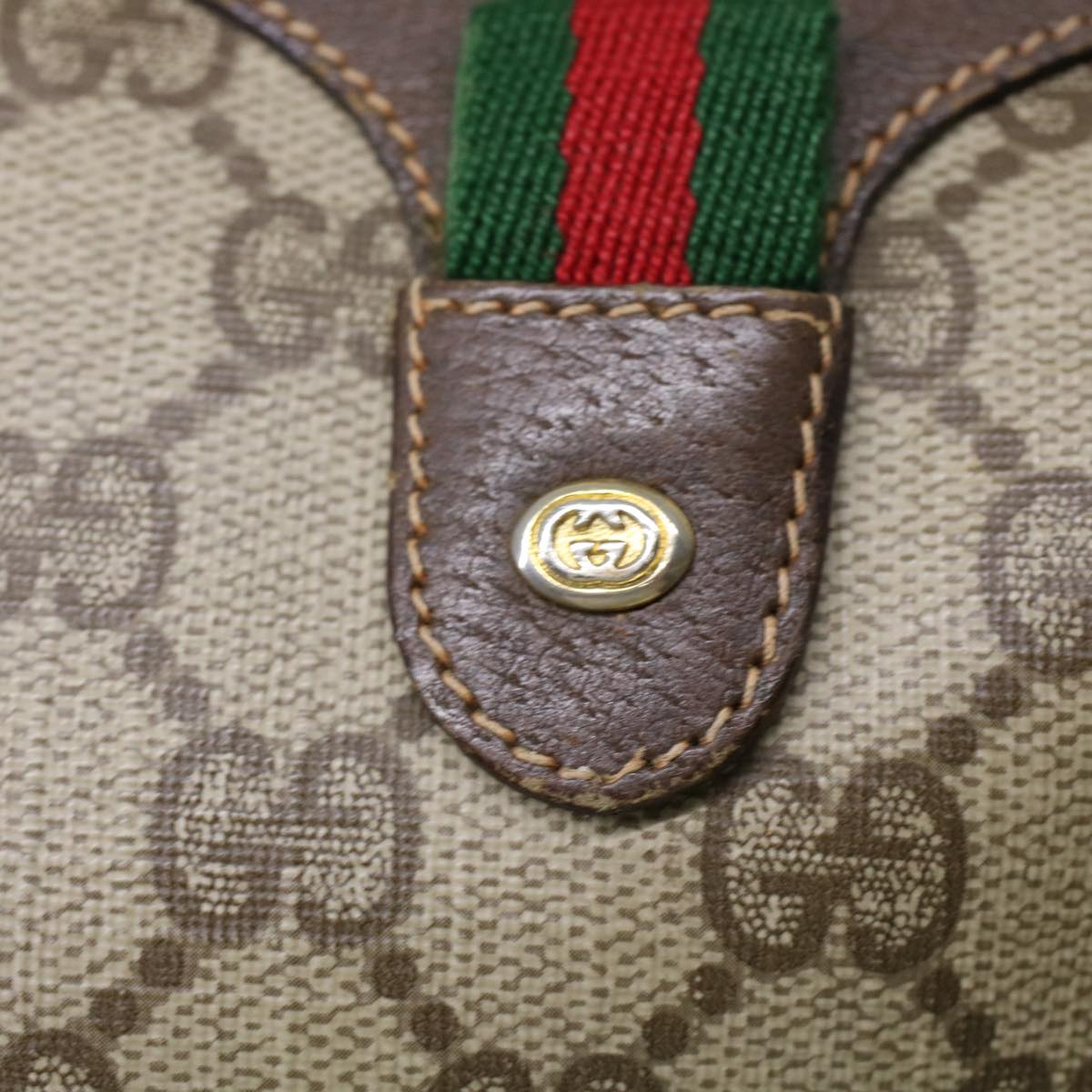 GUCCI GG Canvas Web Sherry Line Shoulder Bag Beige Red 89.02.018 rd4964