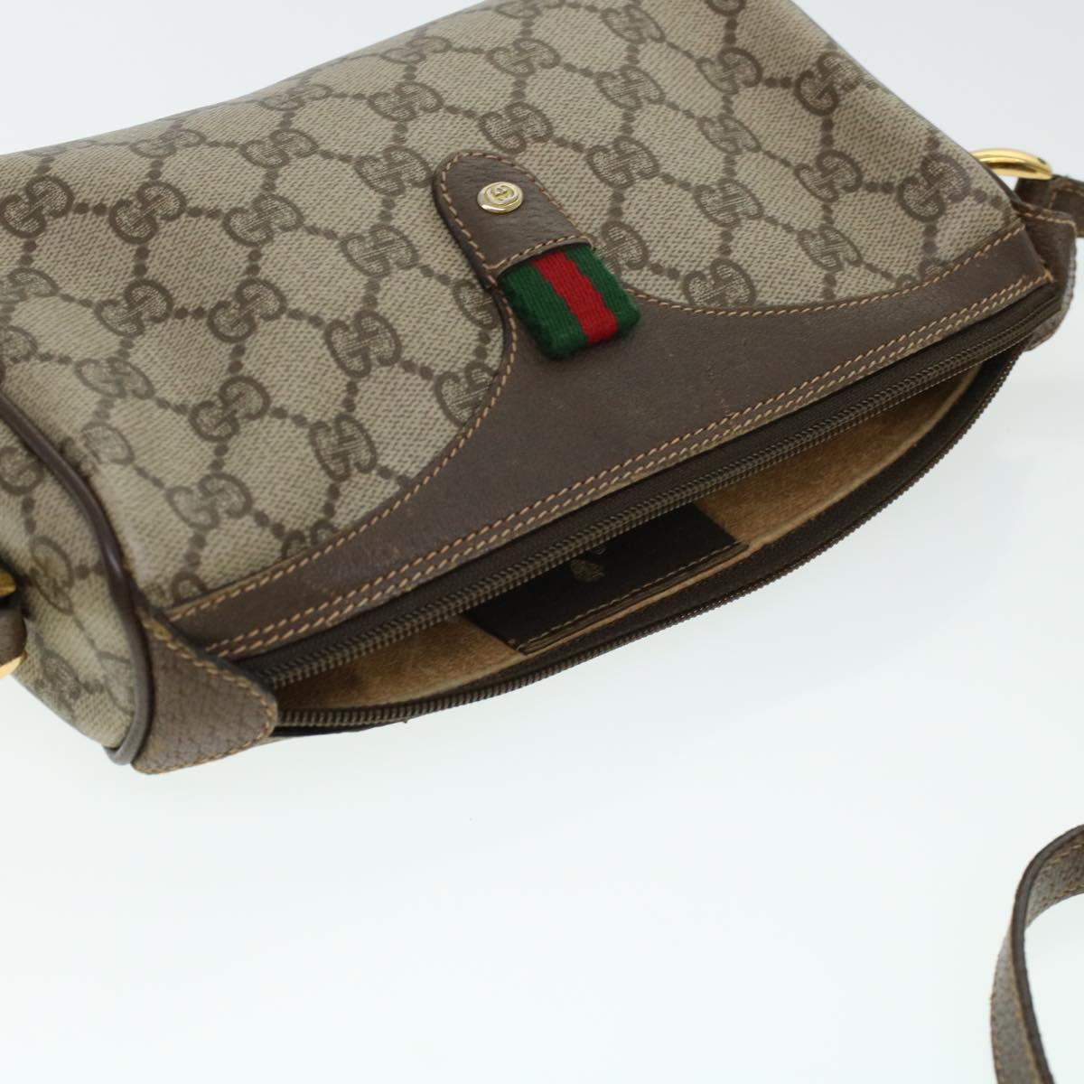 GUCCI GG Canvas Web Sherry Line Shoulder Bag Beige Red 89.02.018 rd4964