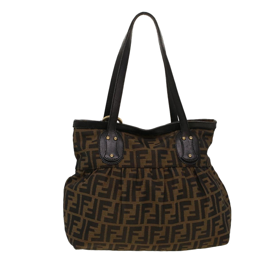 FENDI Zucca Canvas Shoulder Bag Black Brown rd5025
