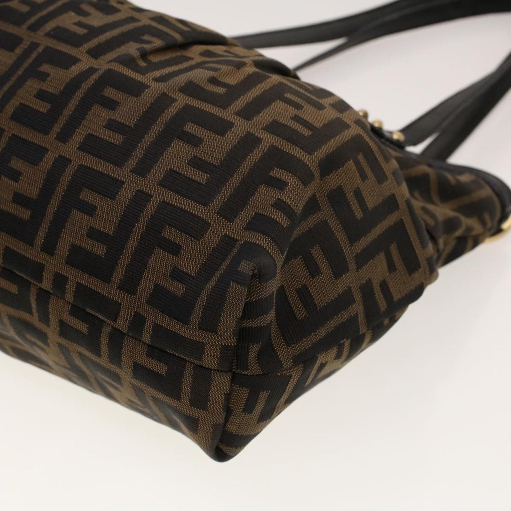 FENDI Zucca Canvas Shoulder Bag Black Brown rd5025