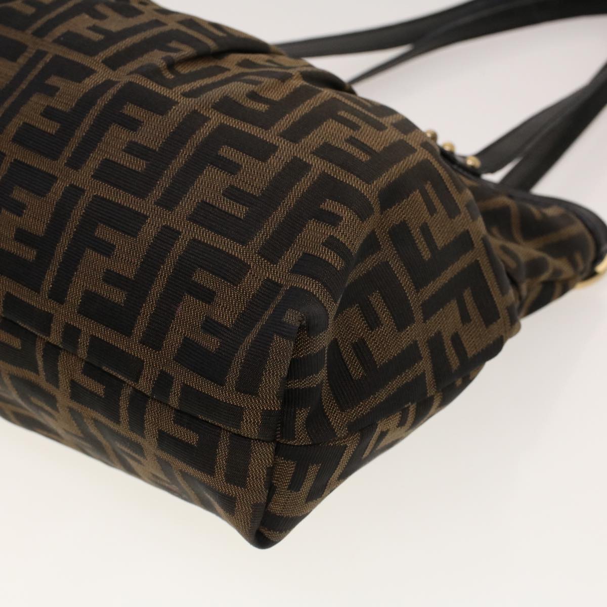 FENDI Zucca Canvas Shoulder Bag Black Brown rd5025